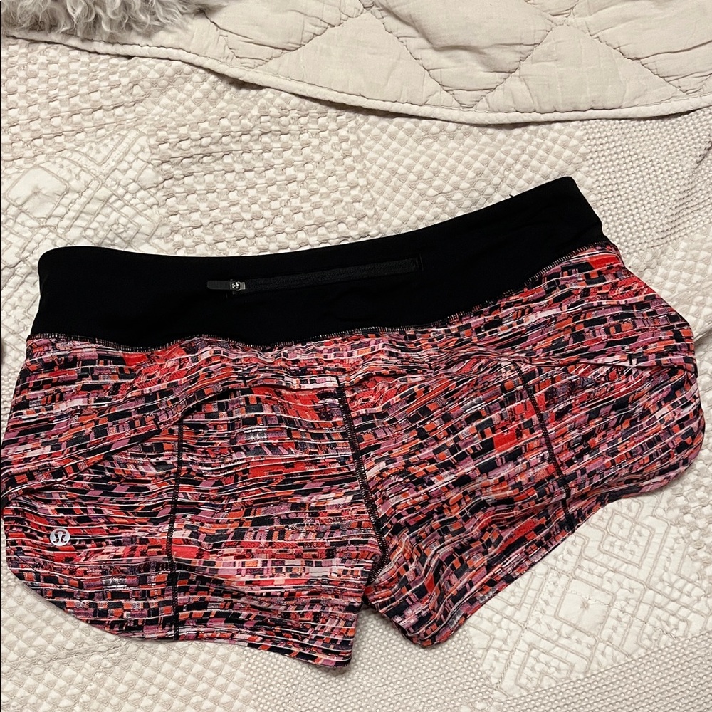 lululemon athletica Women's Red and Black Athletic Shorts